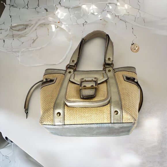 Coach MO5K-113 Legacy Leather & Straw Tote Handbag - Picture 3 of 16